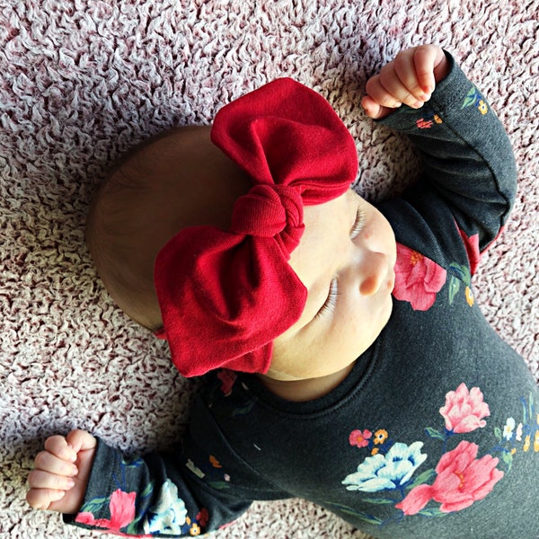 Red Top-Knot Headband / Red Headwrap/ Baby, Toddler, Girl, Adult Headband / Knotted Headband / Red Headband