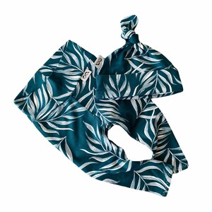 Ocean Teal Pampas Leaves Leggings and Knot Hat, Preemie Cute Clothes, Newborn Coming Home Outfit, Unisex Baby Pants and Beanie Gift