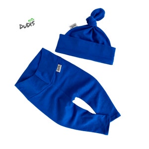 U CHOOSE COLOR, Baby Boy Royal Blue Leggings and Knot Hat Set, Preemie Pants and Beanie, Newborn Boy Coming Home Outfit, New Baby Gift