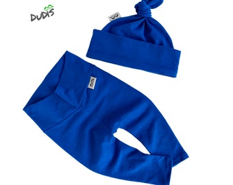 U WÄHLEN SIE FARBE, Baby Boy Royal Blue Leggings und Knotenhut-Set, Preemie-Hose und Mütze, Neugeborener Junge, der nach Hause kommt Outfit, Neues Baby-Geschenk