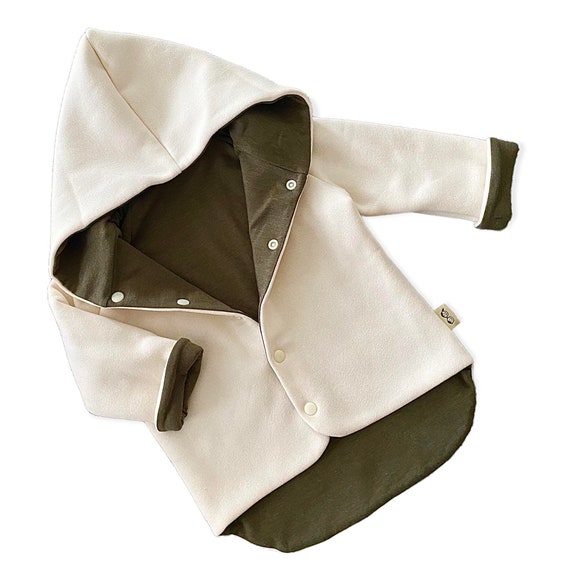 Reversible Hooded Jacket Baby Boy Olive Reversible Hooded Jacket Baby Boy Olive