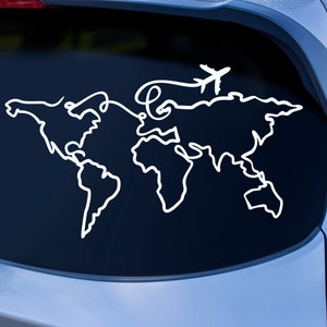 World Map Sticker | Travel Stickers For Cars | Lap Around The World | Social Media Stickers | Aeroplane Holiday | Follow My Trip Sticker