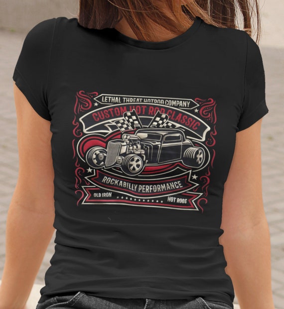 Drag-Ons All Go-No Sho Hot Rod Car Club T Shirt Black Graphic Rockabilly