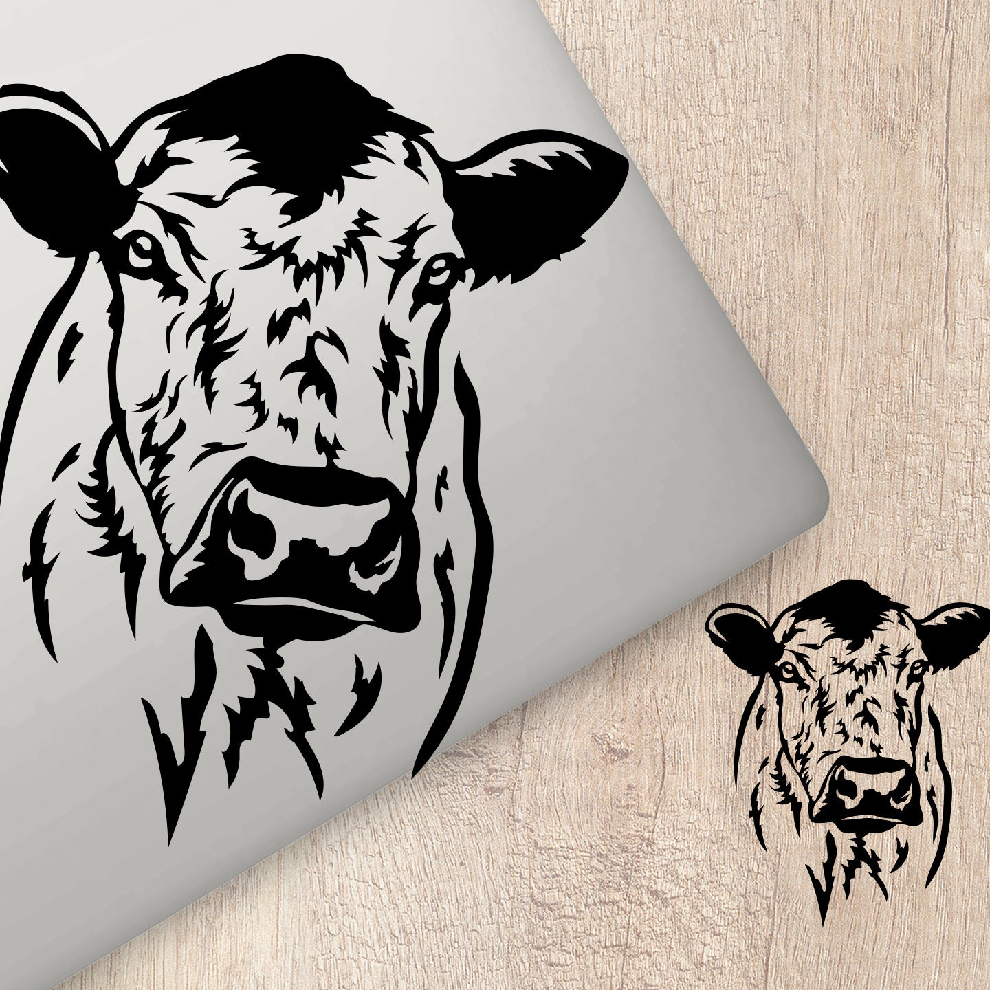 Cow Print Head White Vinyl Decal Sticker