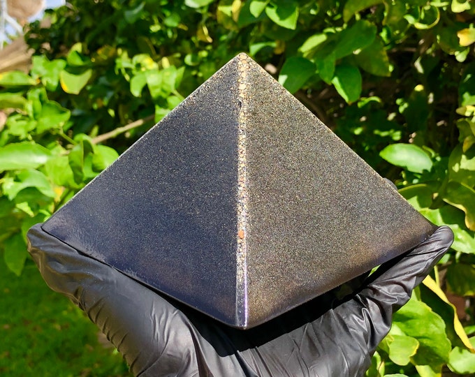 Featured listing image: 8 Sided Jumbo EMF Protector Pyramids 5.5" Atomized Metal Pyramids with Copper Wrapped Quartz, Atomized metals, Shungite and More!