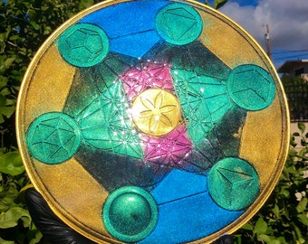 Orgone Charging Plates 11.5 inch Metatron’s Cube (Double Coated)  for Charging Food, Water, Plants, Books and Anything Imaginable!