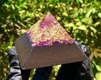 Orgone Pyramids - 24K Gold Giza Healing Pyramids Made with Atomized Metals, Shungite and More for Personal EMF Healing Protection