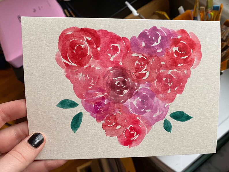 Hand Painted Valentine's Day Card Etsy