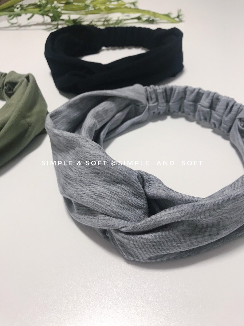 Ear Saver Elastic Head Wrap Hair Accessories Gift for Women Black Olive Green Heather Grey Twisted Adult Headband