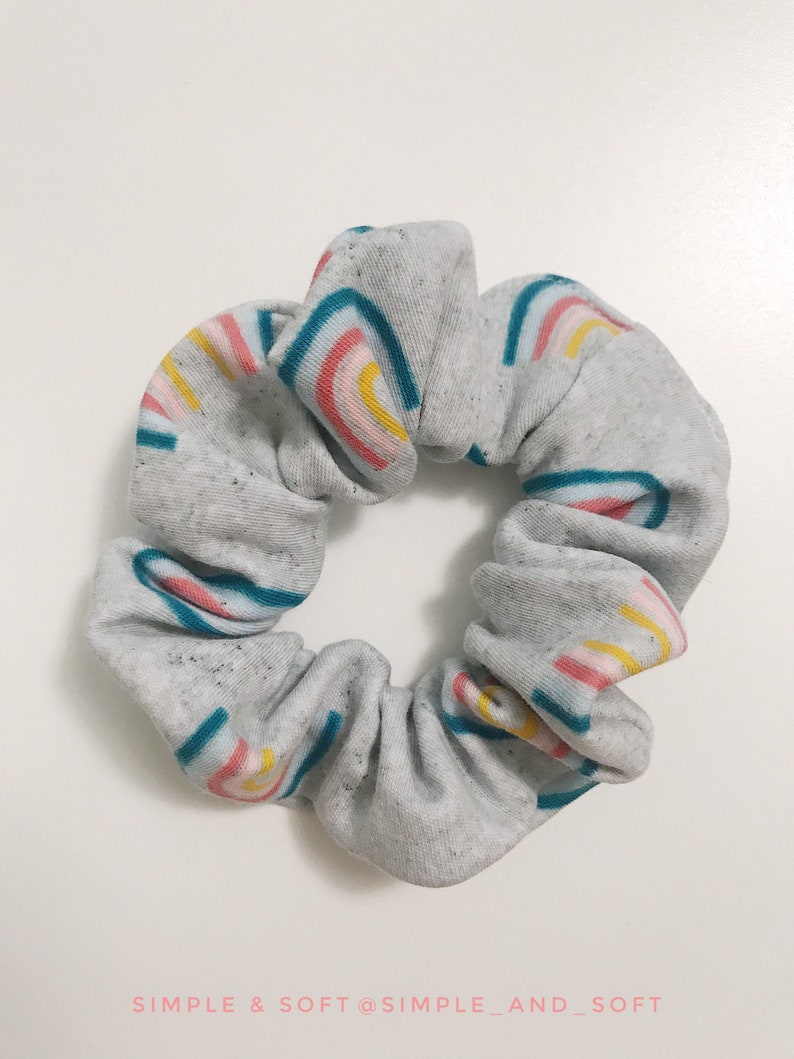Double Sided Slip on Bandana Scrunchie. Dog Bandana with Matching Scrunchie Rainbow Over the Collar Dog Bandana