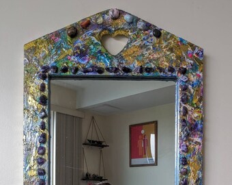 Expressionist Abstract Art - mirror art - "I Look Real Good Today" - abstract mixed media painted mirror / collage by Freeform Visions