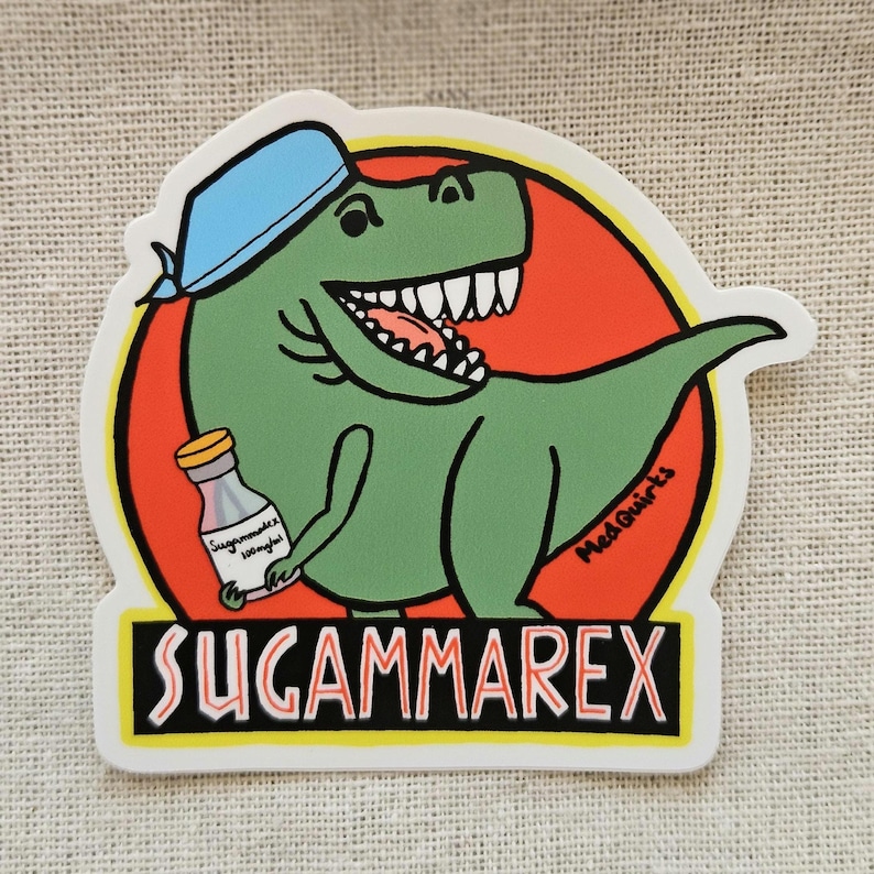 Pegatina de vinilo de dinosaurio anestésico con sugammadex imagen 3