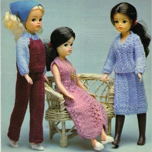 PDF Vintage Knitting Pattern Sindy 11 1/2 &quot; Doll 3 outfits