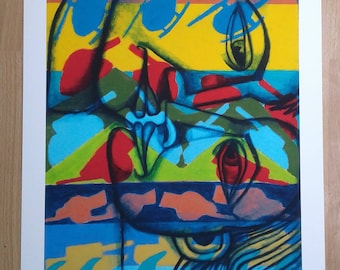 New print based on my painting "love over war"