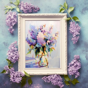 Lillà / Stampa artistica, Natura morta di fiori di lillà / di Mari Gru / Arte murale