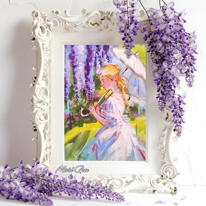 Lámina artística de Wisteria Garden / Bridgerton Coquette Lady / Arte mural de estilo Regency / de Mari Gru