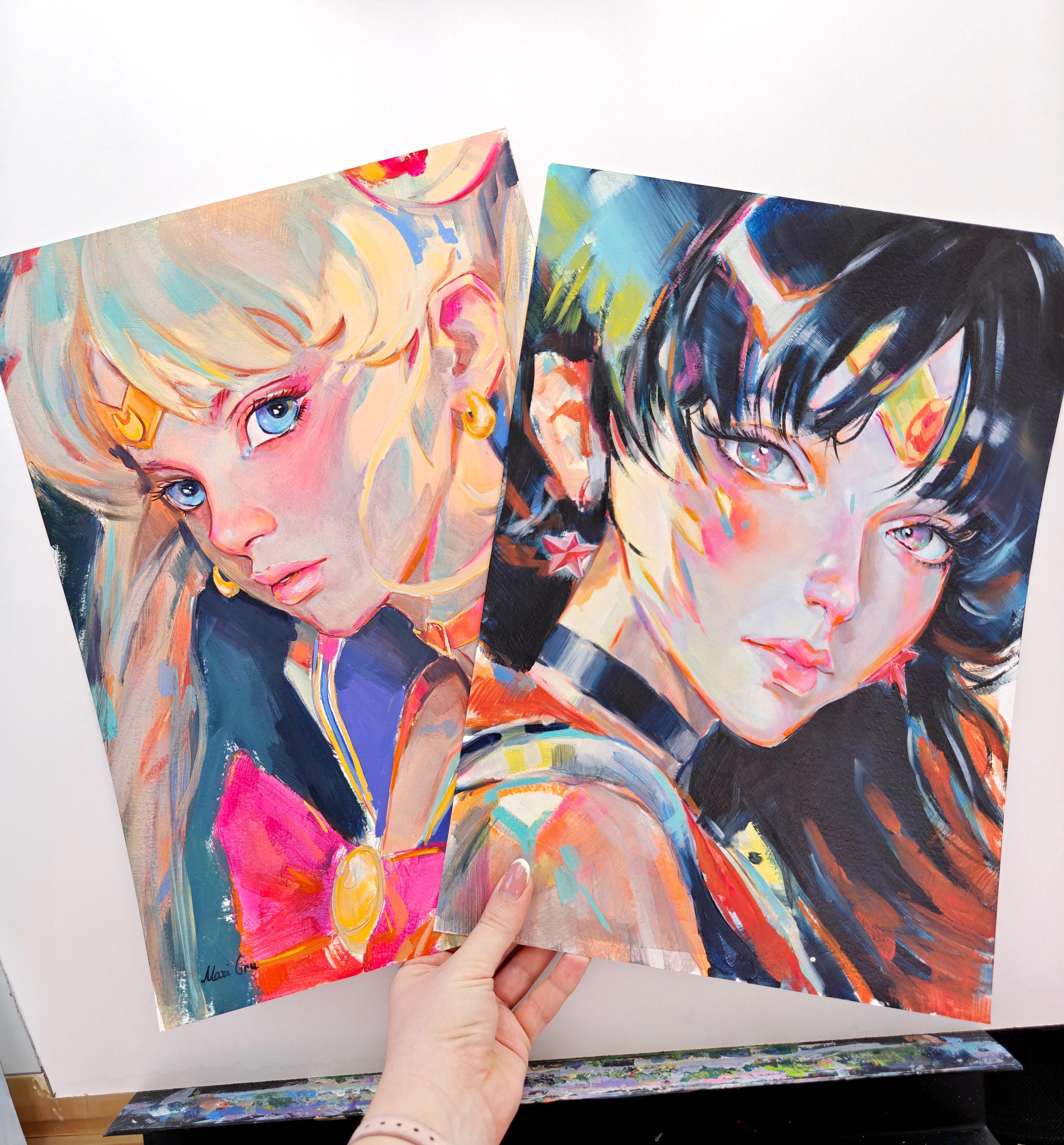 セーラームーン アートプリント：90年代アニメガール、マリ・グル