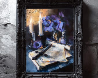 Fourth Wing Art Print: Violet Sorrengail, Dark Academia Still Life