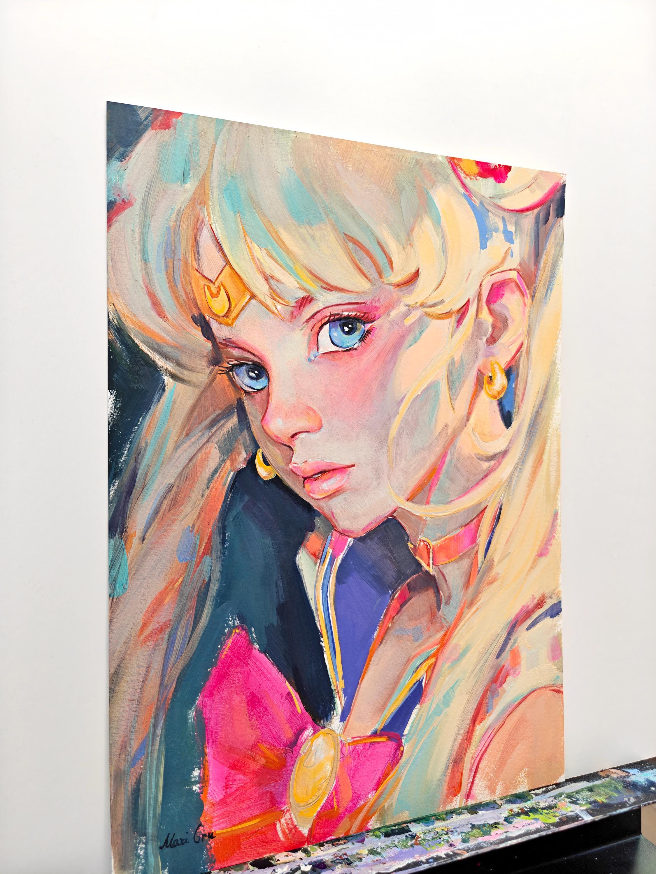 セーラームーン アートプリント キャンバス セーラームーン アートプリント：90年代アニメガール、マリ・グル