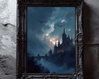 Fourth Wing Art Print: Basgiath War College, Tairn & Andarna Dragons