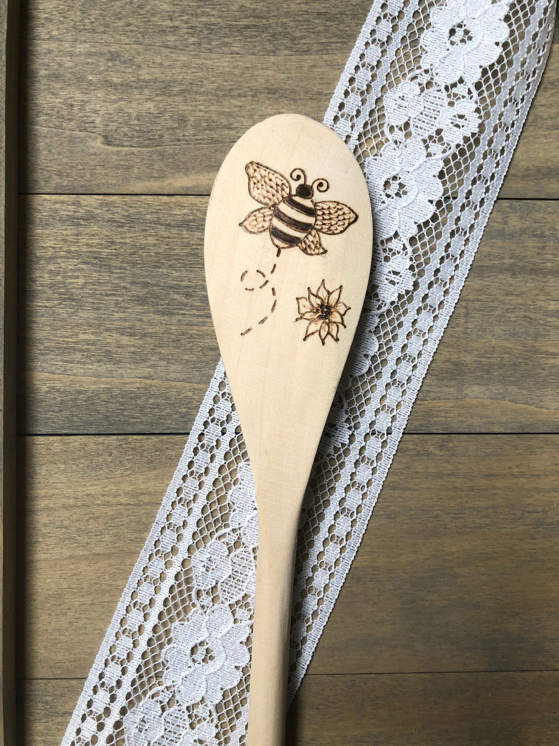 Wooden spoons set Bumble bee Mixing Baking spoons Honey Etsy
