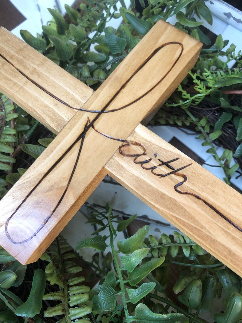 Wood Cross Religious Decor Baptism Gift First Communion Etsy
