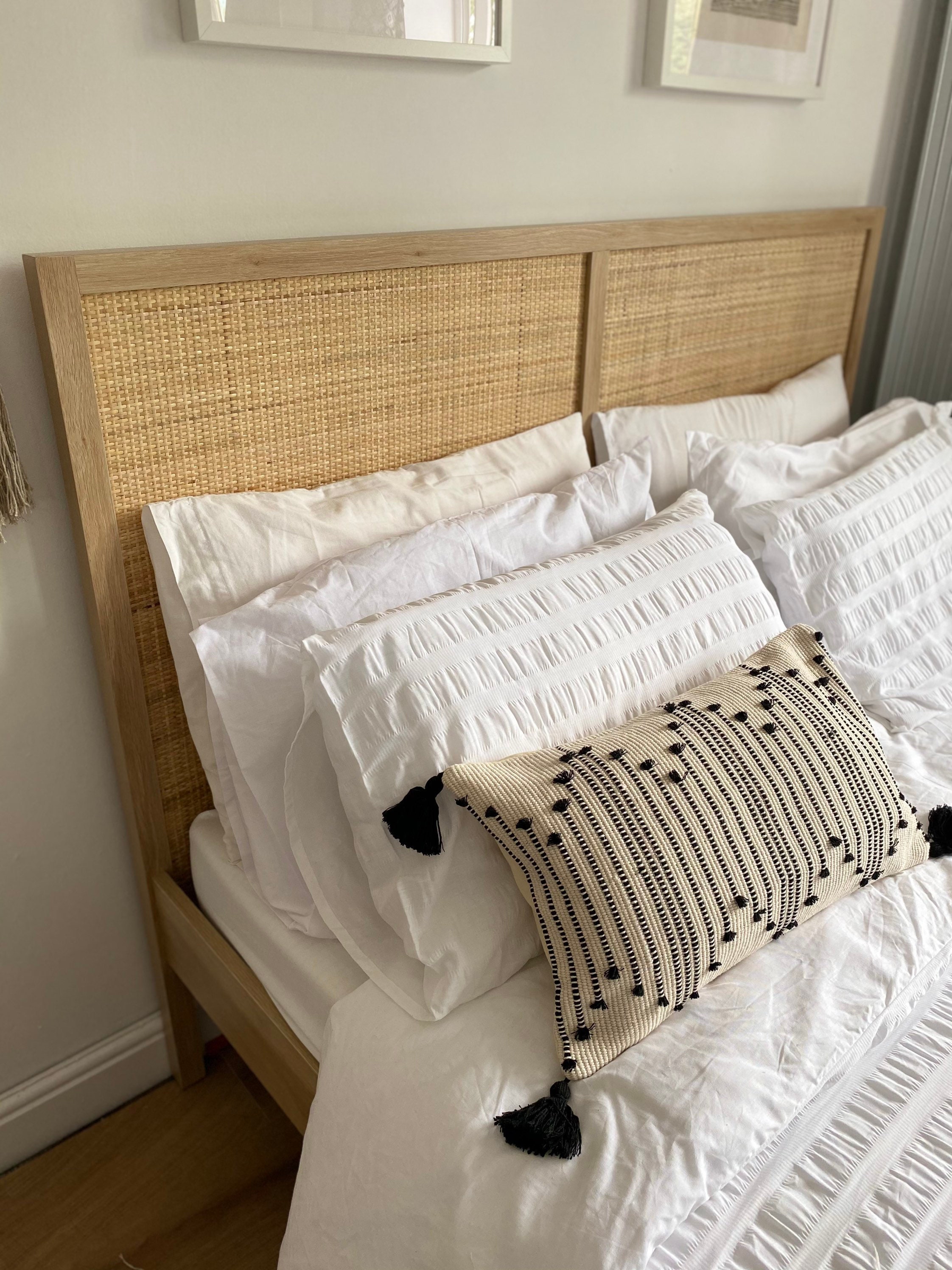 Boho Cushion Cover Black and White Tassel Bohemian Decorative Etsy