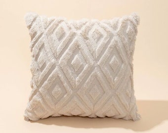 Neutral modern boho cushion cover, textured geometric modern scandi boho decorative pillow cover