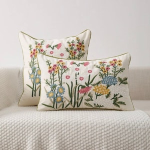 Embroidery floral cushion cover, decorative cushion cover embroidery cushion