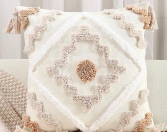 Neutral diamond minimal boho cushion cover, scandi abstract home decor decorative cushion