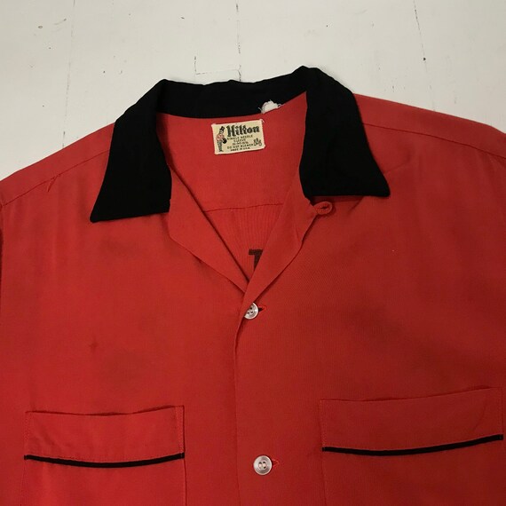 Vinatge 1950s Medium Rayon Bowling Shirt Rockabill