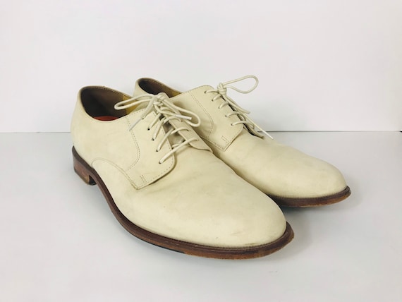 Mens 10 Used White Bucks Suede Rockabilly Shoes