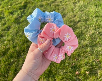 Spring Embroidered Flower Scrunchies | Spring Colors | Accessories | Small Gifts | Girly Gifts | Hair Accessories