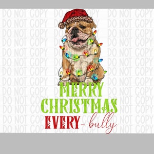 Merry Christmas English Bulldog PNG file for sublimation printing