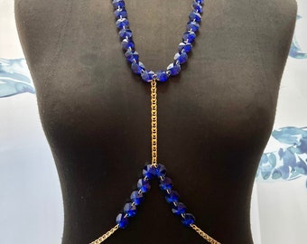 Body Jewelry • Chain Jewelry • Chandelier • Glam • Sapphire • Gold • Stainless Steel • Statement Jewelry • Statement Accessories  • Crystal