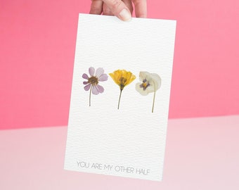You are my other half • Printable Greeting Card • Digital Greeting Cards • Instant Download • DIY • Dried flowers • Collage • Digital Art