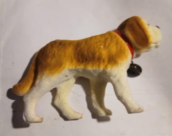 Large flocked plastic figurine, St. Bernard dog