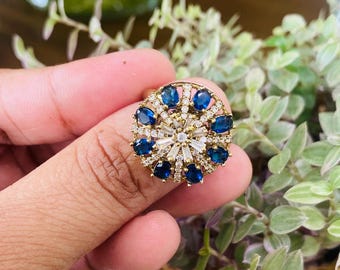 American Diamond Ring/AD Finger Ring/CZ Indian Jewelry/ Statment Cubic Zirconia adjustable Ring. (Pack of One)