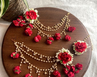 flower jewelry / floral jewelry / haldi jewelry / mayoon jewelry / Dholki jewelry/ Mendhi jewelry / indian jewelry /pakistani jewelry