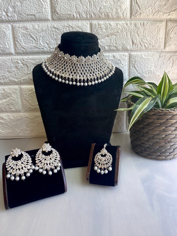 Silver Choker Set/ Pakistani Jewelry 