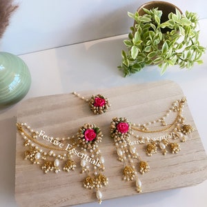 Floral jewelry / haldi / multi color set / Mendhi / flower / tikka / Indian / bridal / desi / Mayoon / desi / Pakistani / Indian / Sahara