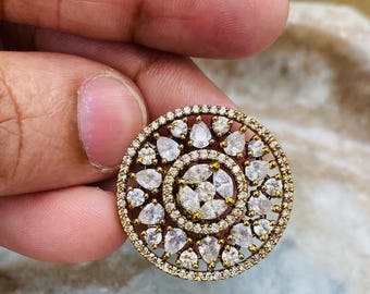 American Diamond Ring/AD Finger Ring/CZ Indian Jewelry/ Statment Cubic Zirconia adjustable Ring.