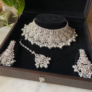 Rumina bridal set / silver choker set / indian bridal wear / pakistani bridal jewelry / desi jewelry