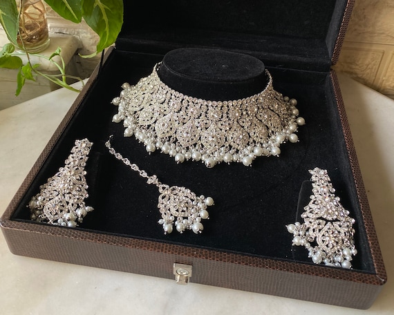 Silver Bridal Jewelry Silver Choker Set Indian Bridal Wear