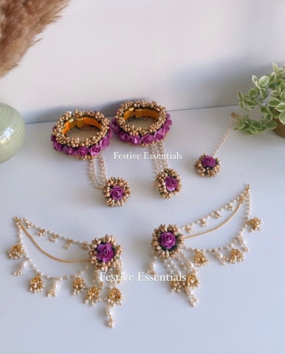 Floral Lavender Jewelry Flower Haldi Mayoon Mendhi