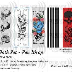 TATTOO THEMED  | Printable GOTHIC Pen Wrap | Glitter Pen | Insert Pen | Digital Download