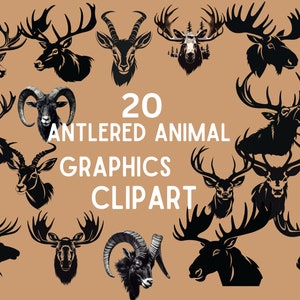 DIGITAL Download Deer, Moose, Elk, Big Horn, and Reindeer Silhouettes for Logos, Sublimation, DTF