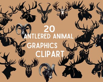 DIGITAL Download Deer, Moose, Elk, Big Horn, and Reindeer Silhouettes for Logos, Sublimation, DTF