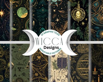 Wicca Design, Mosaic Tile Patterns, Repeating Graphics,  Sublimation Designs, Tumblers, Gift Tags, Gift Bags, Note Cards, Banners, Ornaments