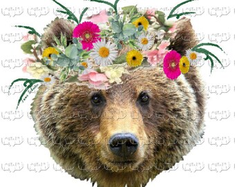 Versatile Mama Bear Floral Wreath | Digital Graphic Download | T-Shirt, Wall Art, Mug, Apron, Junk Journal, Note cards, Stickers, Tumblers
